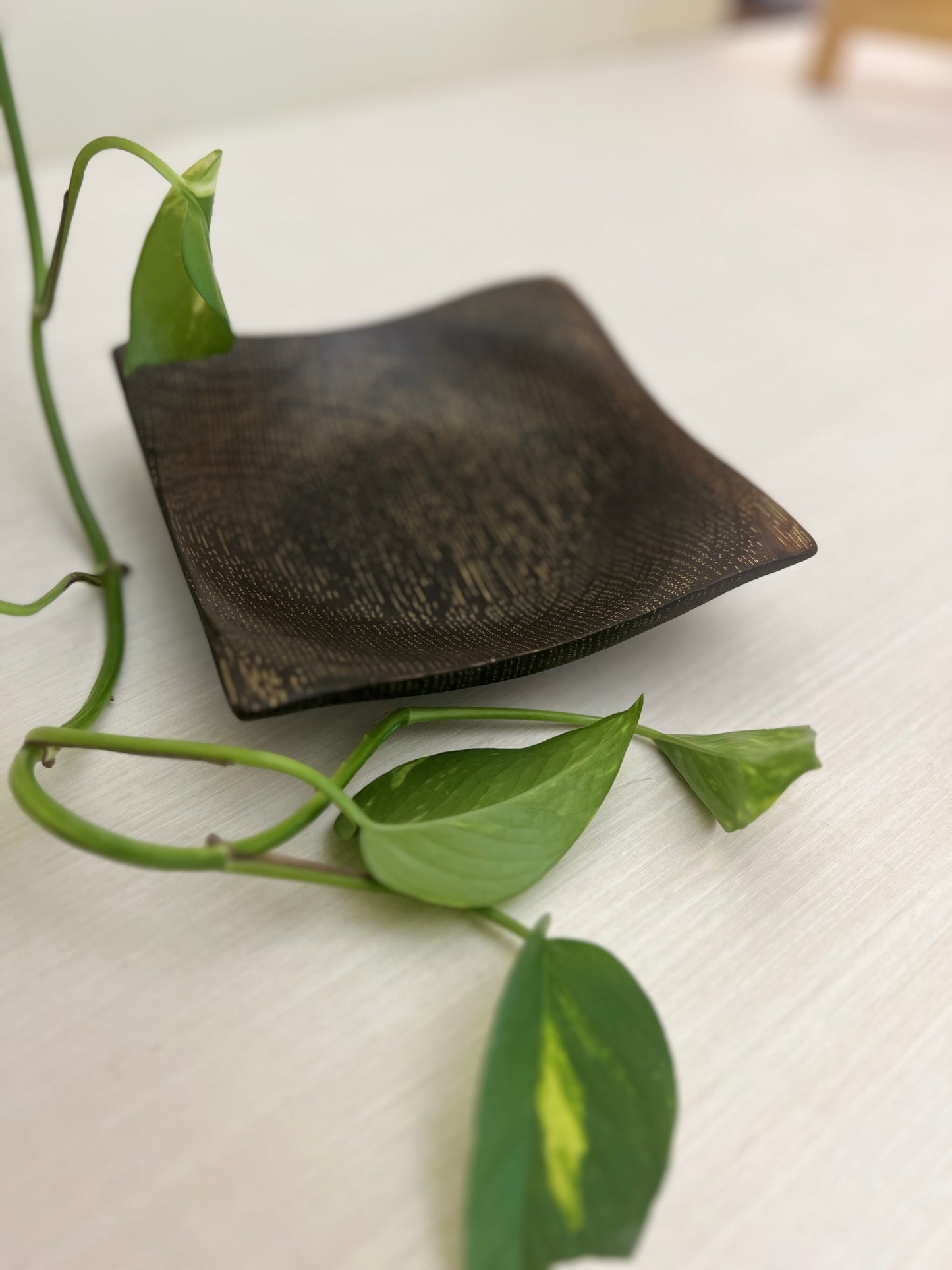 Gilded Oak Square Bowl